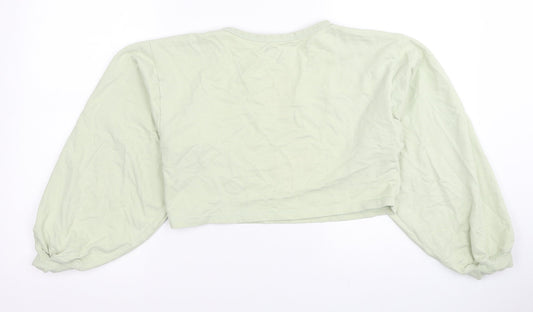 Honey Behave Womens Green Cotton Pullover Sweatshirt Size S Pullover - Cropped