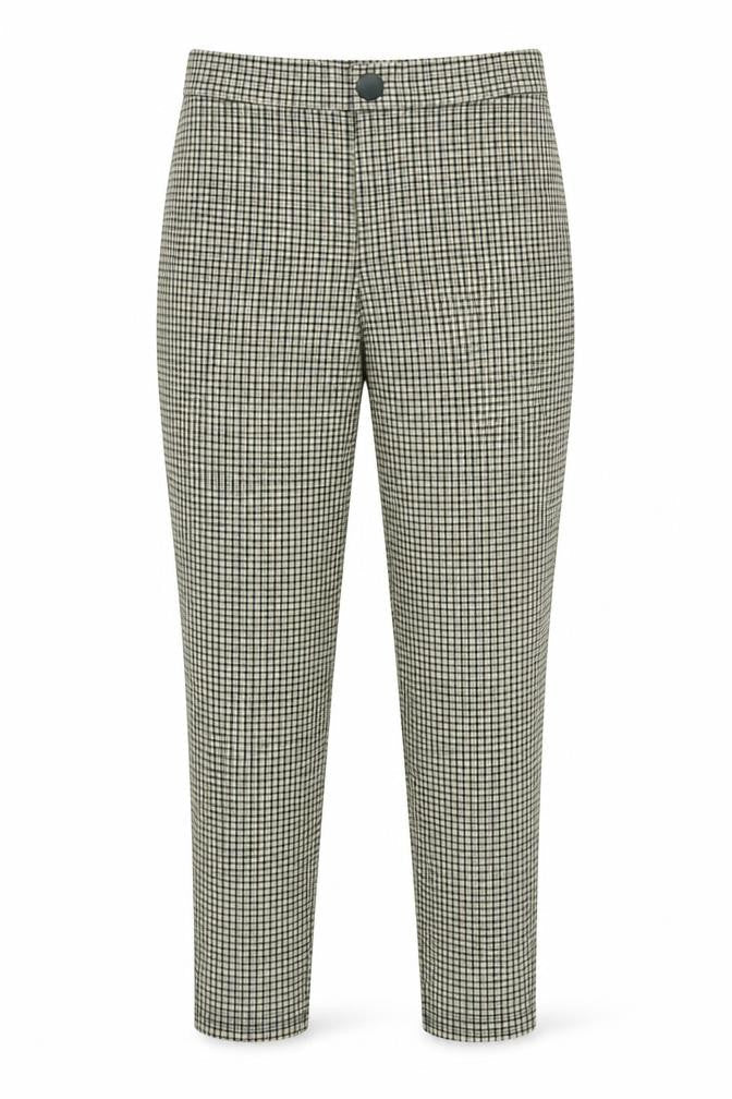 Zara Womens Green Geometric Polyester Trousers Size M Regular Zip