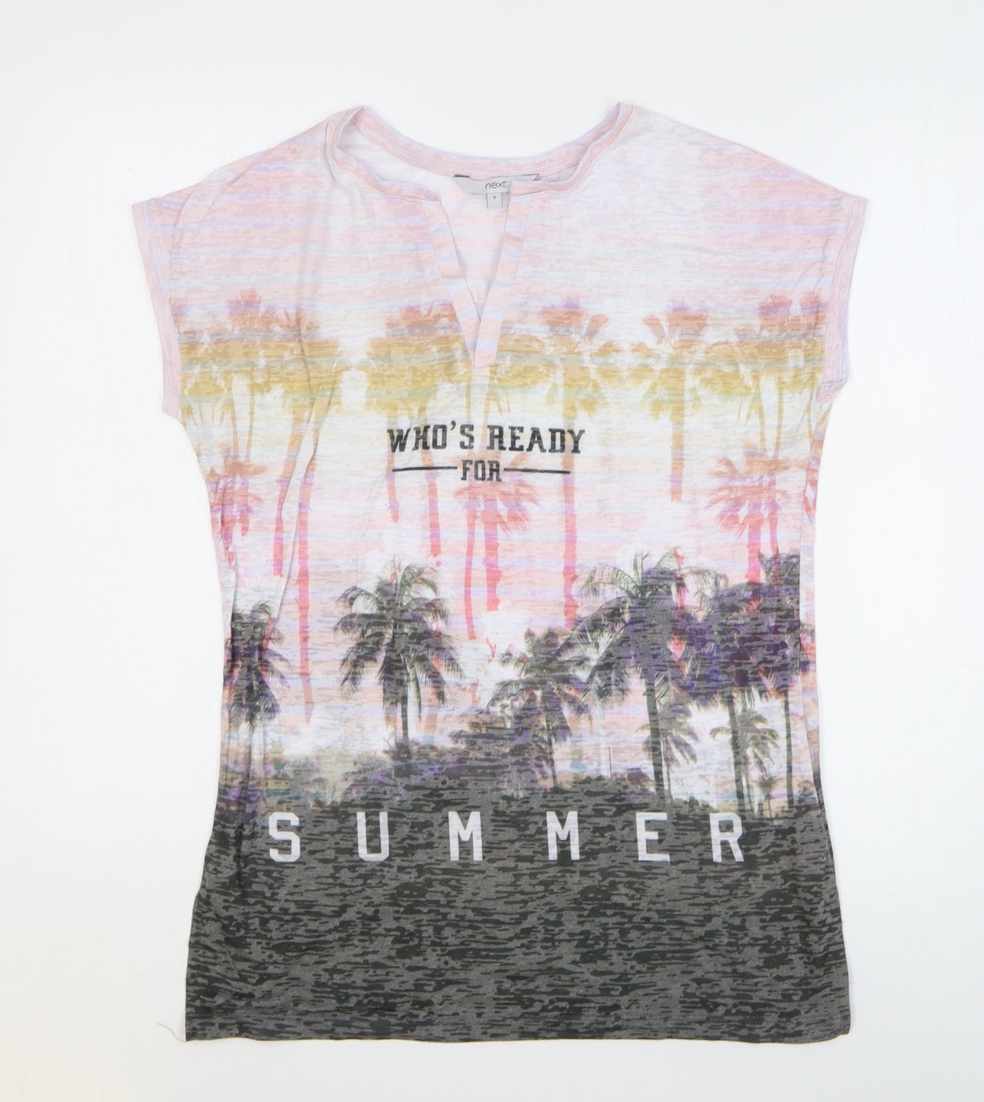 NEXT Womens Multicoloured Geometric Polyester Basic Tank Size 8 V-Neck - Who's Ready for Summer