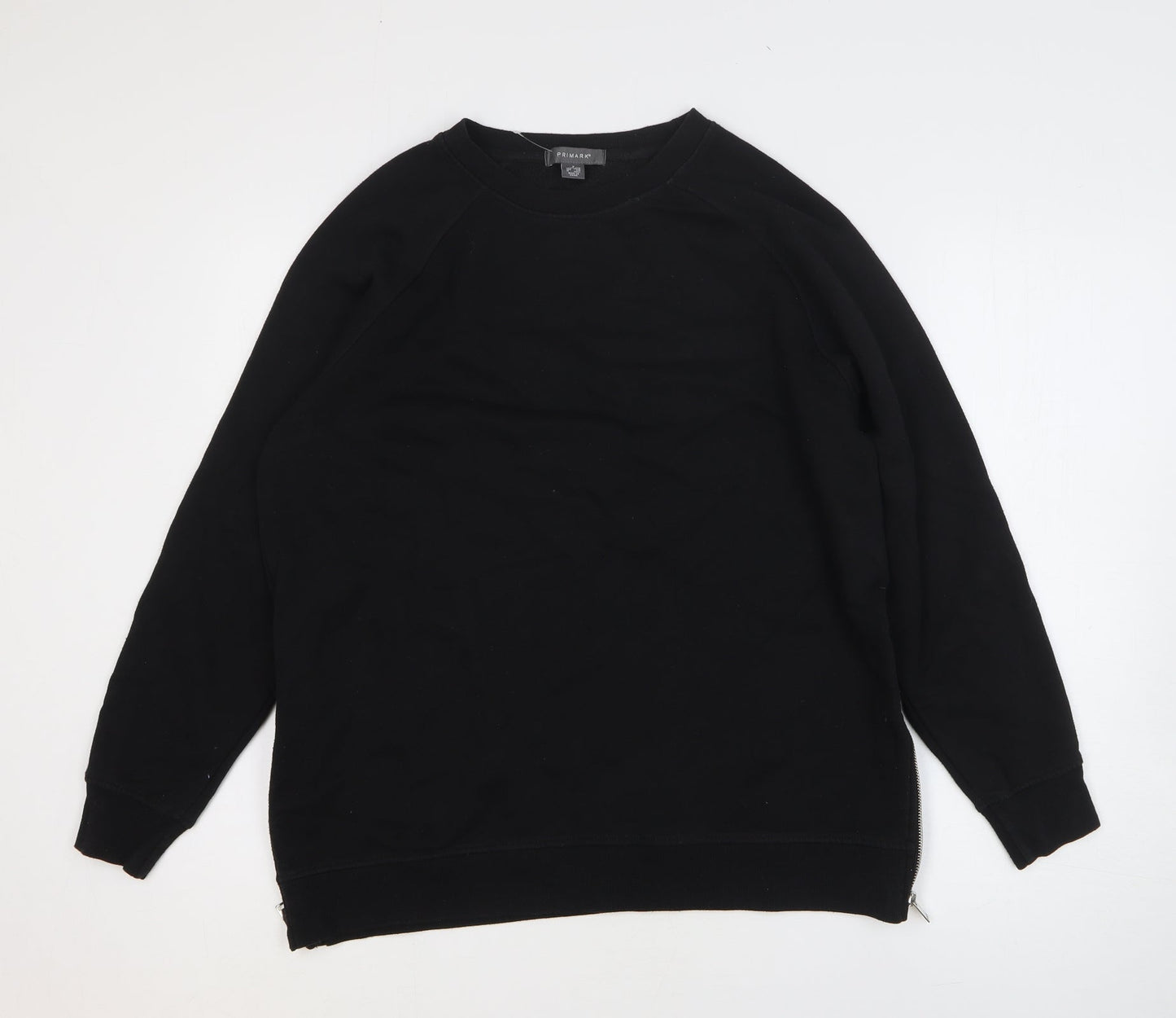 Primark Womens Black Cotton Pullover Sweatshirt Size S Zip