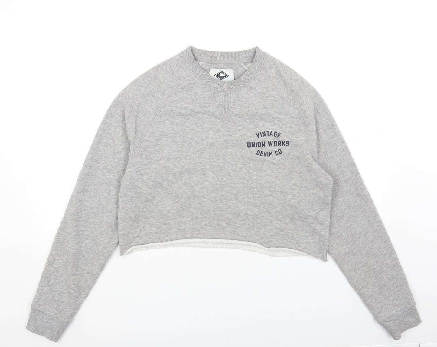 Union Womens Grey Cotton Pullover Sweatshirt Size S Pullover