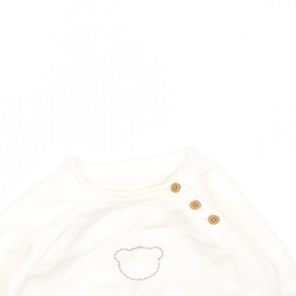 Nutmeg Boys White Viscose Pullover Jumper Size 6-9 Months Pullover