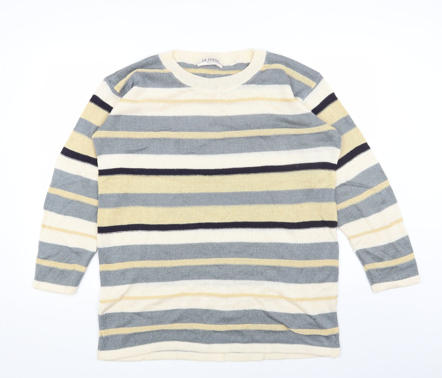 Richards Womens Multicoloured Round Neck Striped Acrylic Pullover Jumper Size M