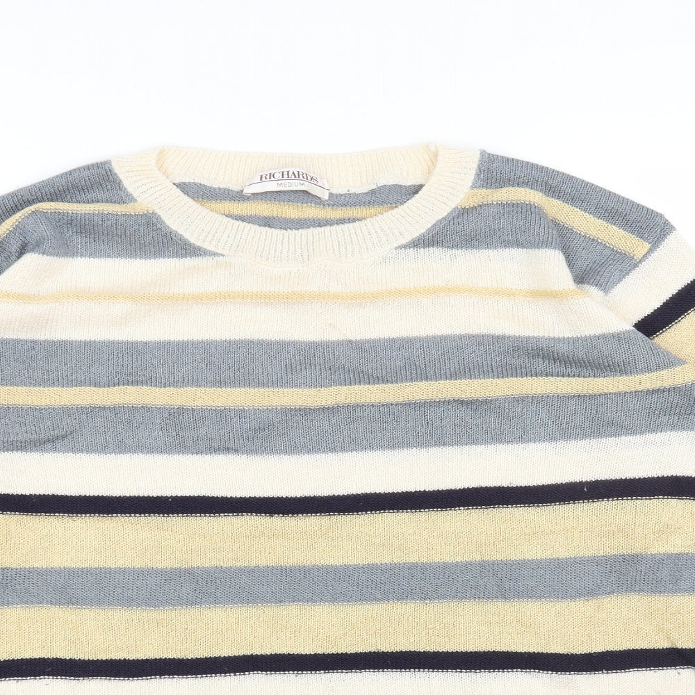 Richards Womens Multicoloured Round Neck Striped Acrylic Pullover Jumper Size M