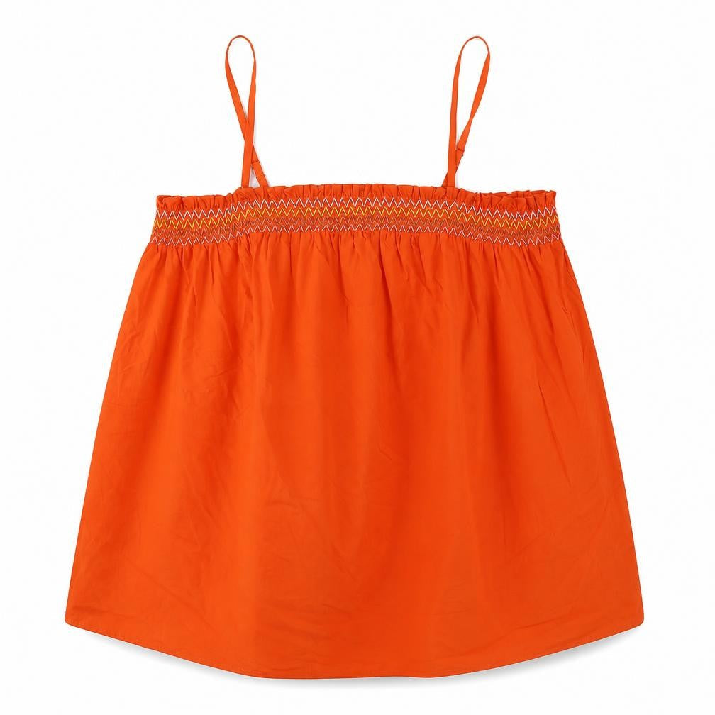 Marks and Spencer Womens Orange 100% Cotton Basic Tank Size 22 Square Neck