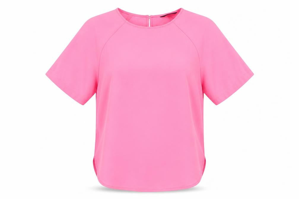 Marks and Spencer Womens Pink Polyester Basic Blouse Size 6 Round Neck