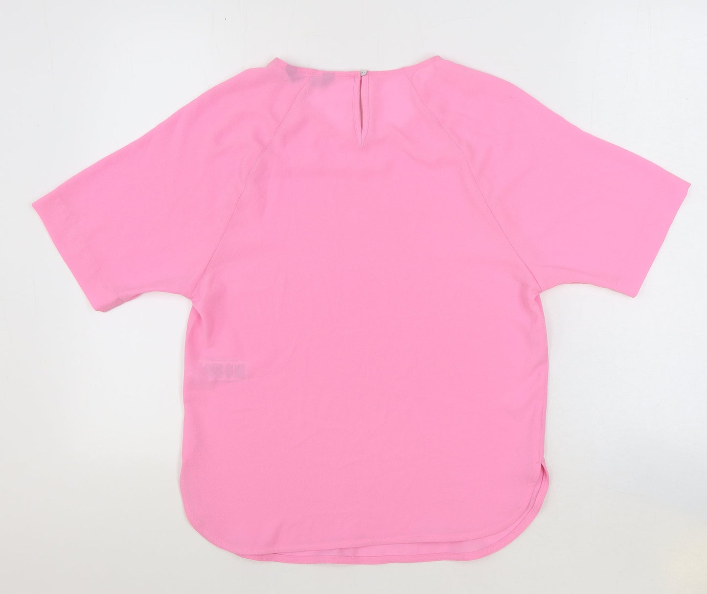 Marks and Spencer Womens Pink Polyester Basic Blouse Size 6 Round Neck