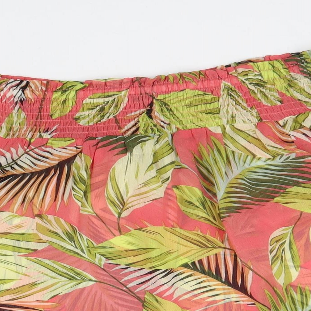 Papaya Womens Multicoloured Geometric Polyester Basic Blouse Size 10 Off the Shoulder - Leaf Print