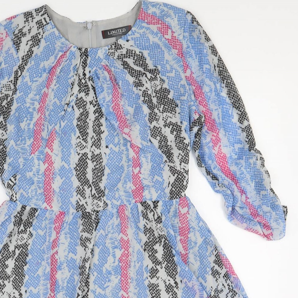 Limited Collection Womens Multicoloured Geometric Polyester Fit & Flare Size 10 Round Neck Zip