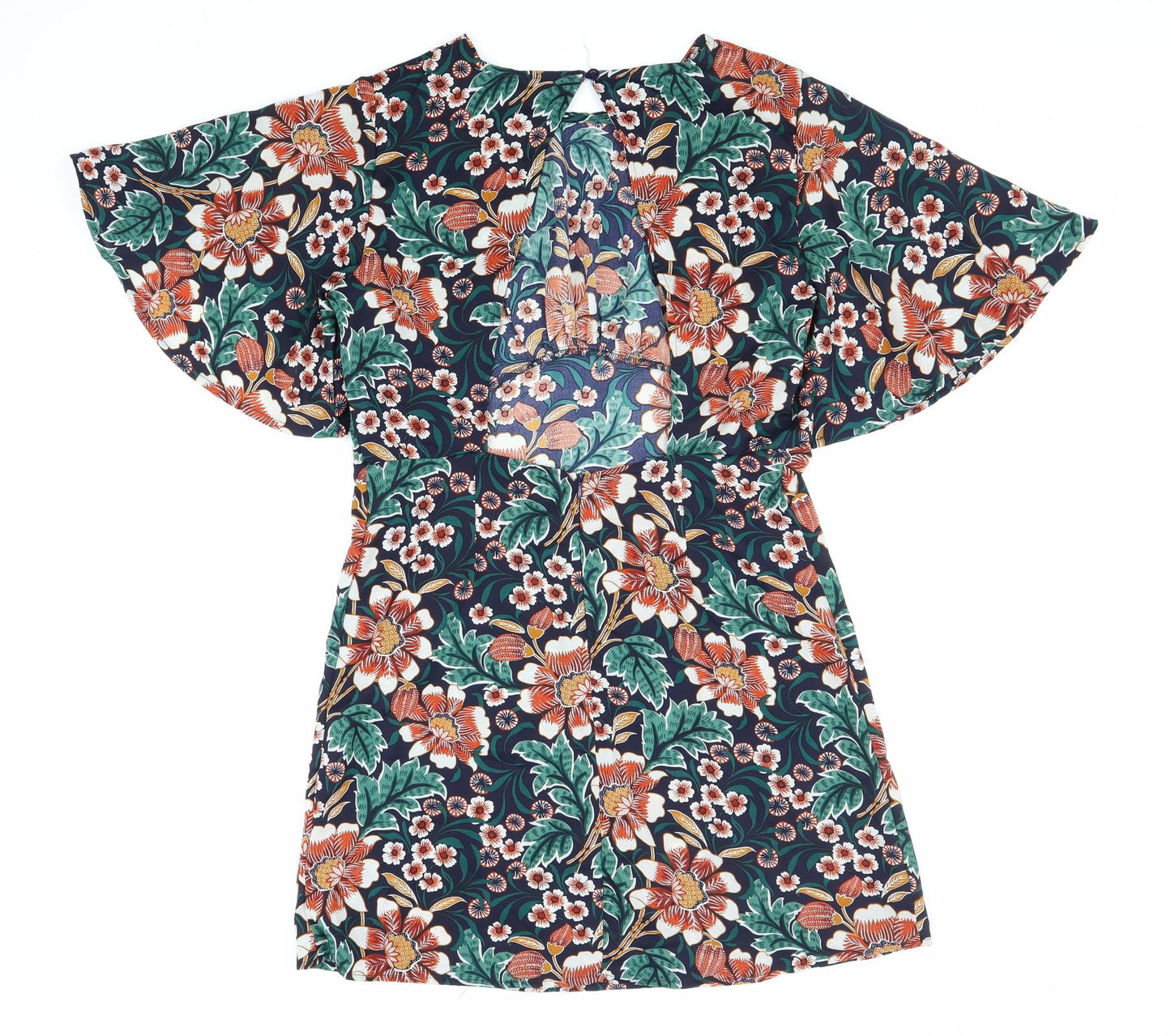 In Vogue Womens Multicoloured Floral Polyester Shift Size L Boat Neck Button