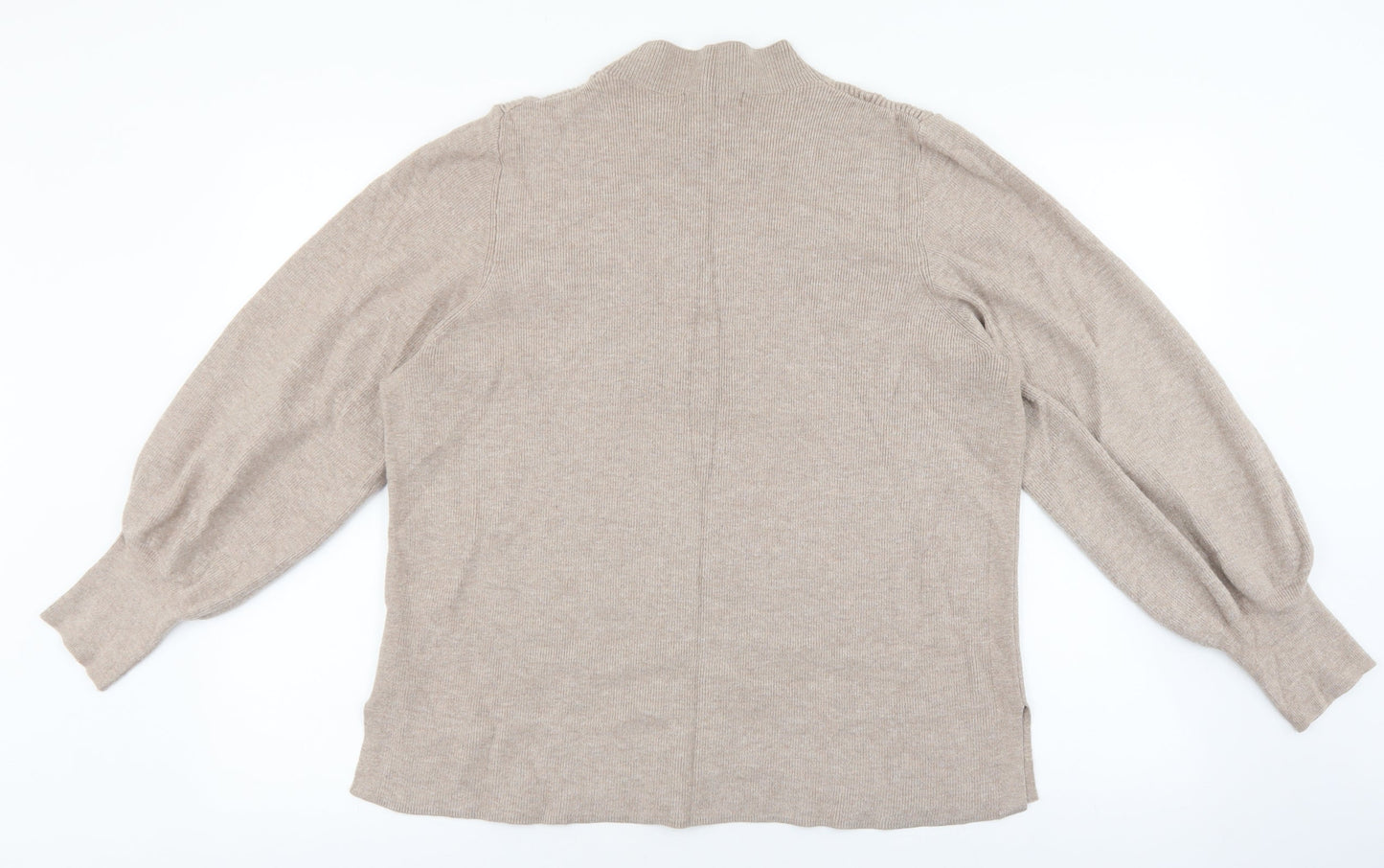Marks and Spencer Womens Beige High Neck Viscose Pullover Jumper Size XL
