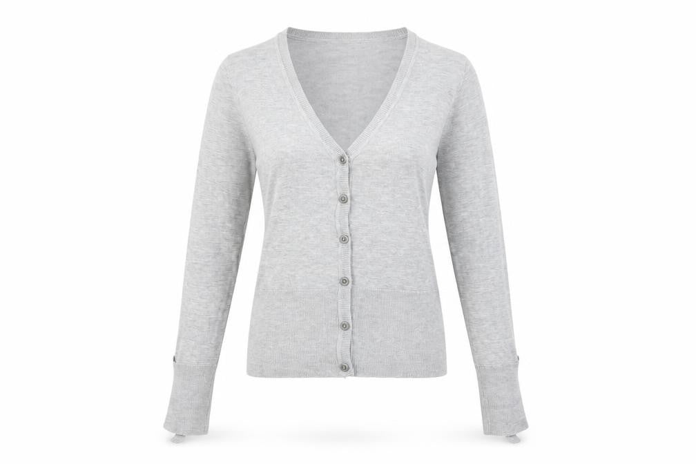 woolworths Womens Grey V-Neck Acrylic Cardigan Jumper Size S