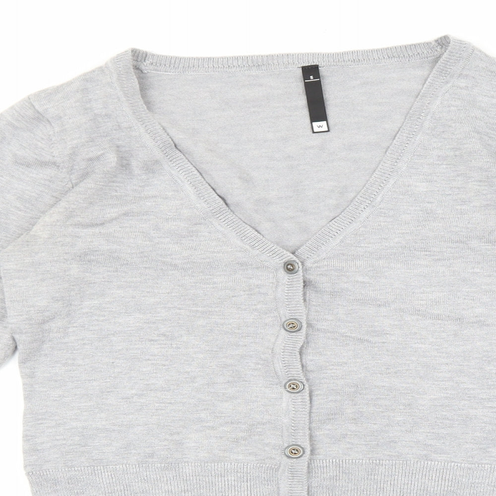 woolworths Womens Grey V-Neck Acrylic Cardigan Jumper Size S