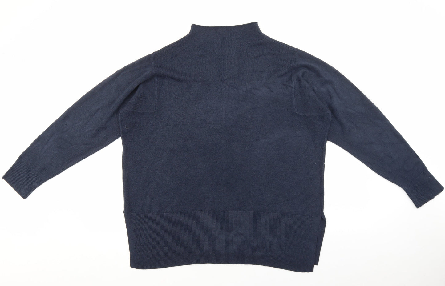Marks and Spencer Womens Blue High Neck Acrylic Pullover Jumper Size L