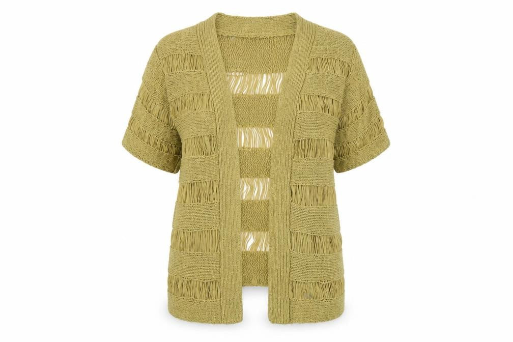 Roman Womens Green V-Neck Striped Acrylic Cardigan Jumper Size 14