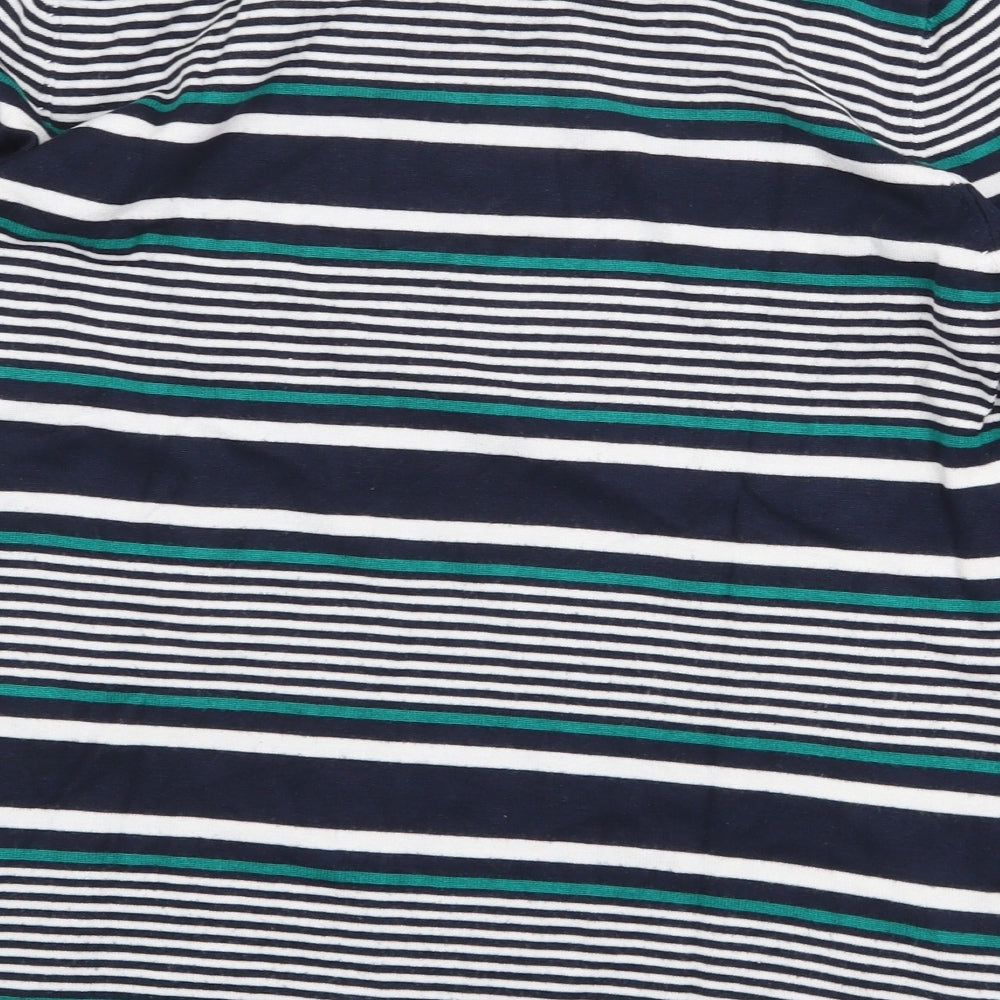 CC Womens Blue Striped Viscose Basic T-Shirt Size L Round Neck