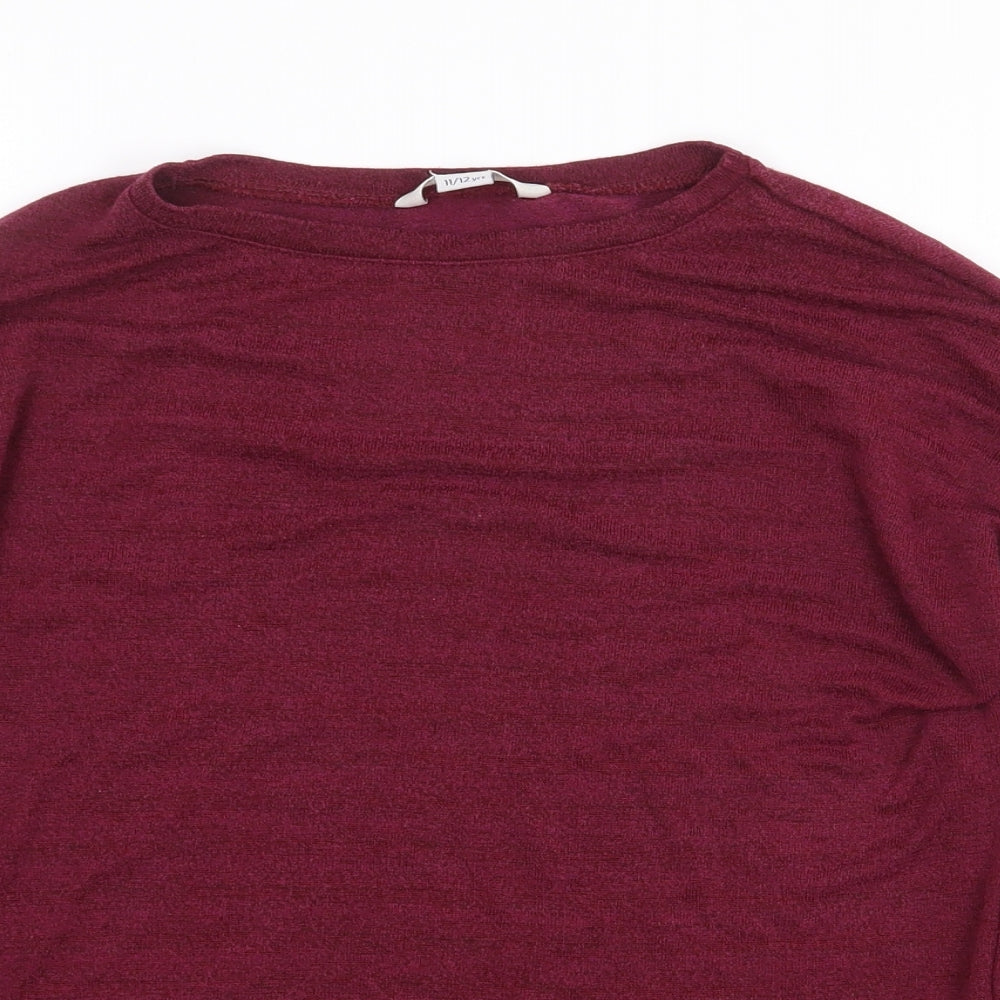 River Island Girls Purple Polyester Basic Blouse Size 11-12 Years Round Neck Pullover