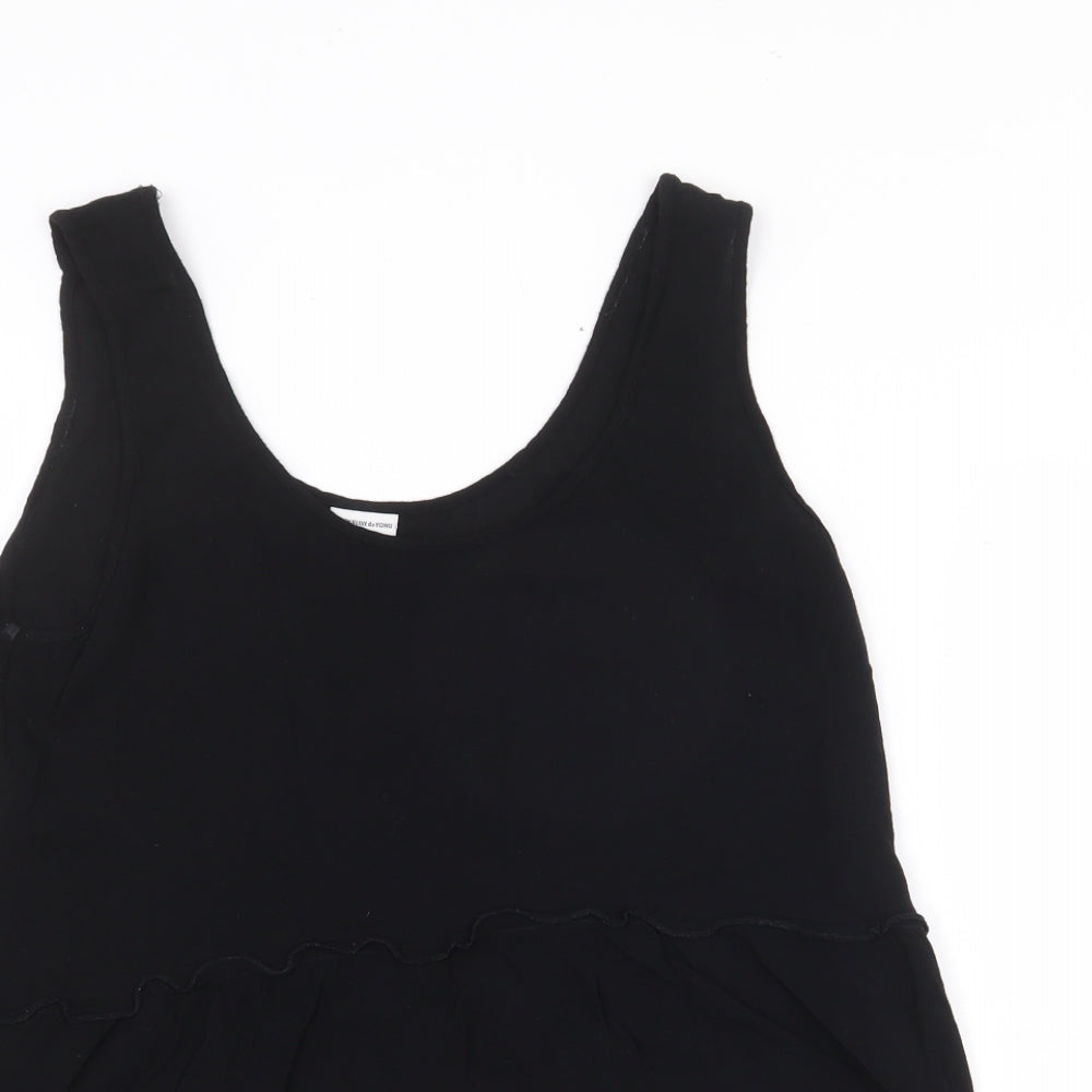 Jaqueline de Yong Womens Black Viscose Basic Tank Size 10 Round Neck