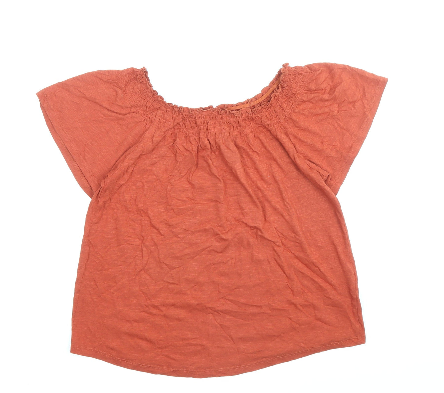 New Look Womens Brown Cotton Basic T-Shirt Size 8 Round Neck