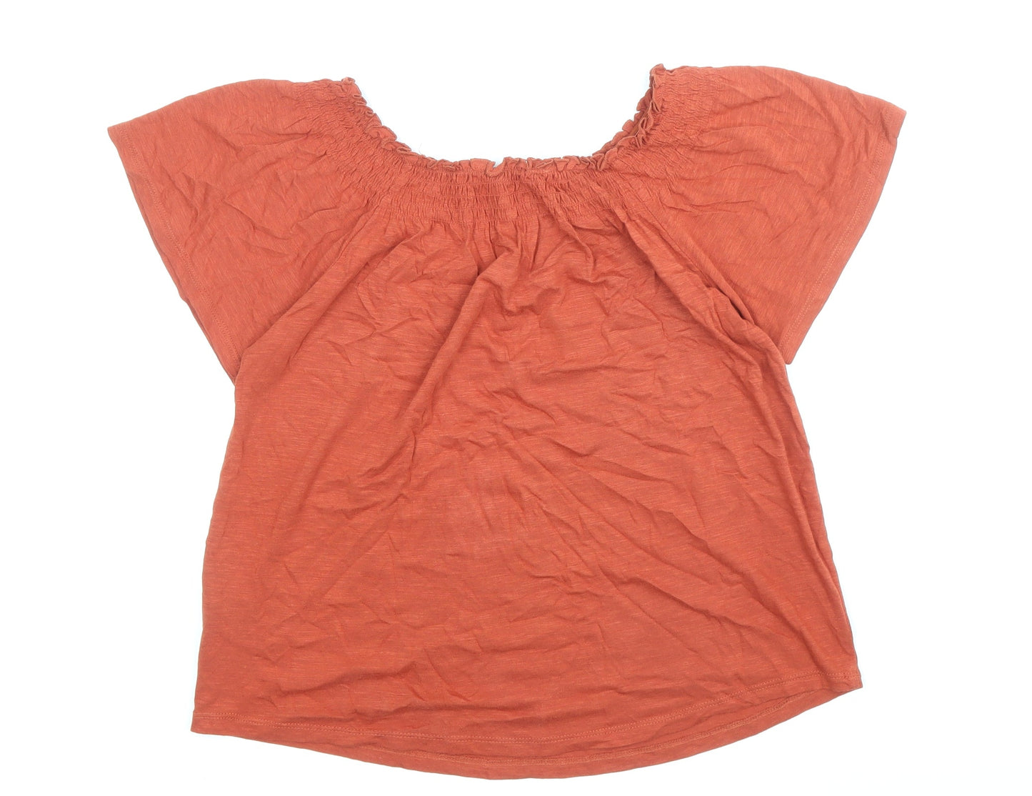 New Look Womens Brown Cotton Basic T-Shirt Size 8 Round Neck