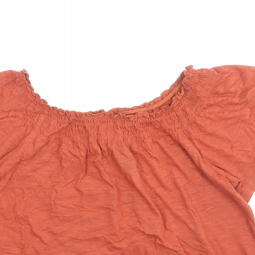New Look Womens Brown Cotton Basic T-Shirt Size 8 Round Neck