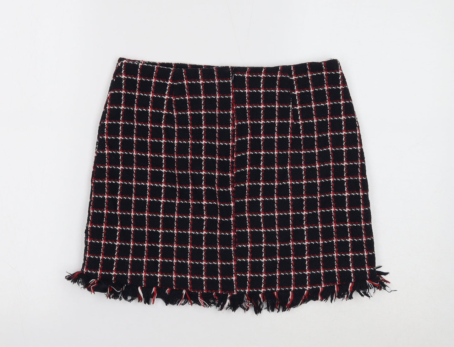 Zara Womens Blue Geometric Polyester A-Line Skirt Size 8 Zip