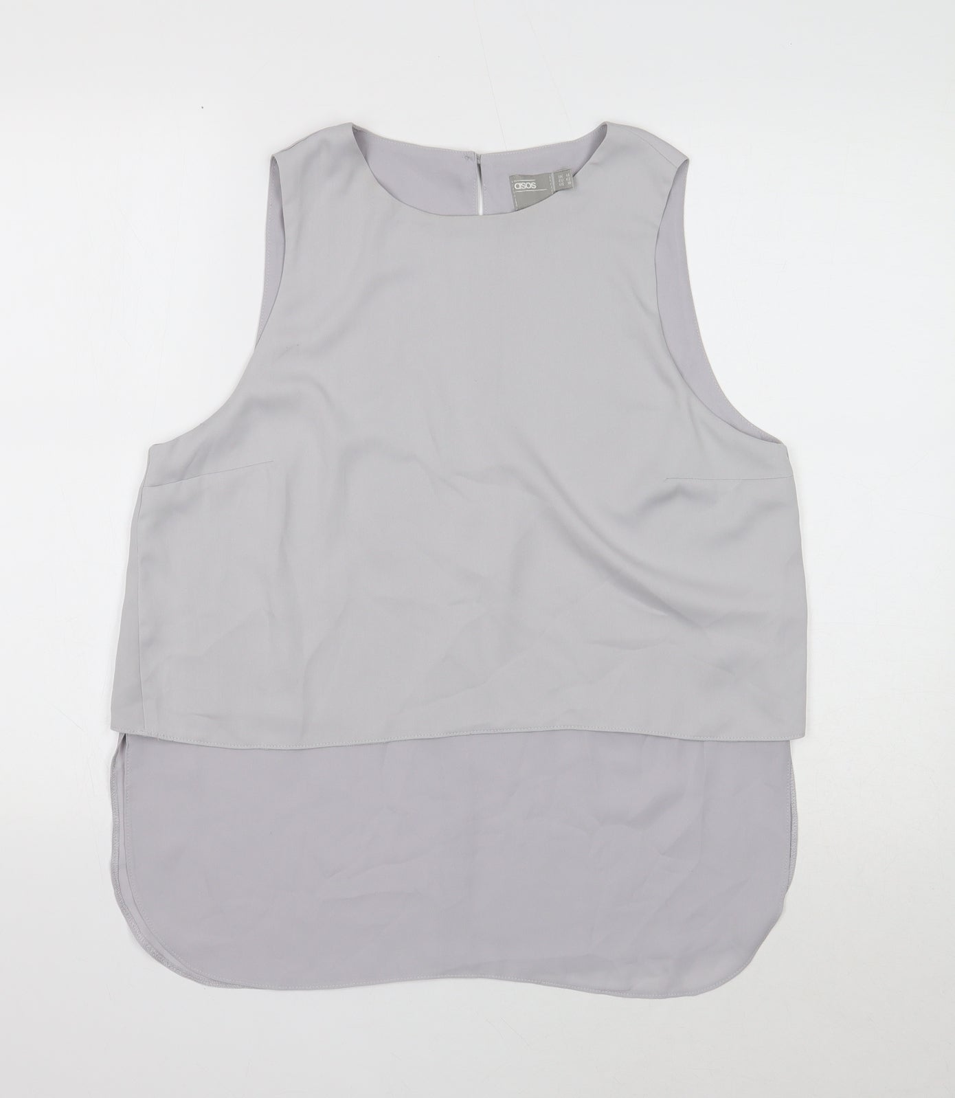 ASOS Womens Grey Polyester Basic Tank Size 14 Boat Neck