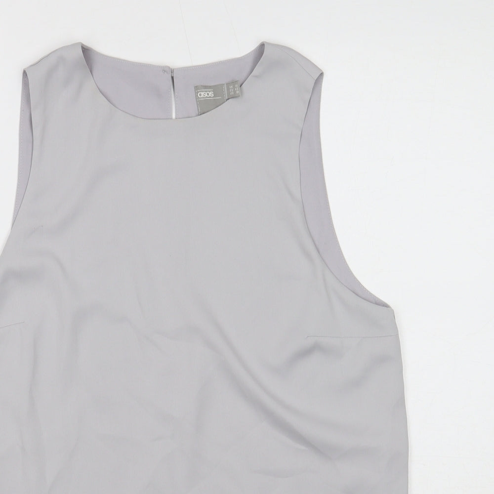 ASOS Womens Grey Polyester Basic Tank Size 14 Boat Neck