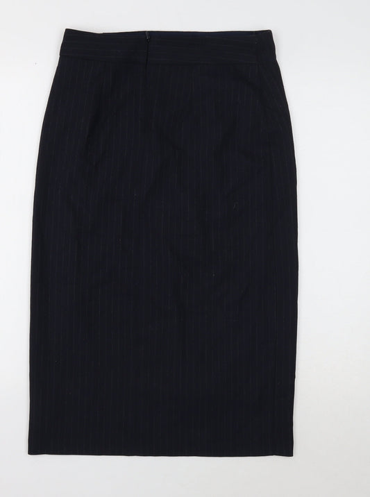 Topshop Womens Blue Geometric Polyester Straight & Pencil Skirt Size 10 Button
