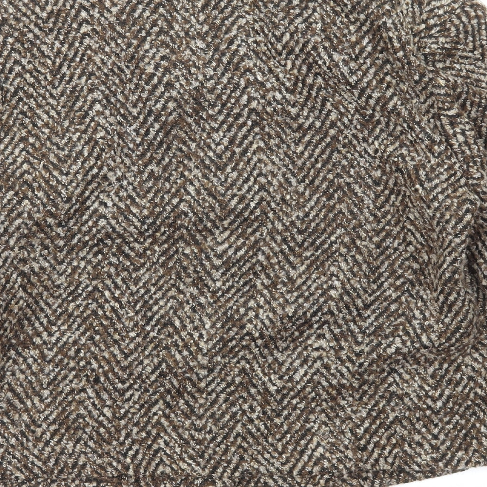 EWM Womens Brown Herringbone Jacket Size 14 Button