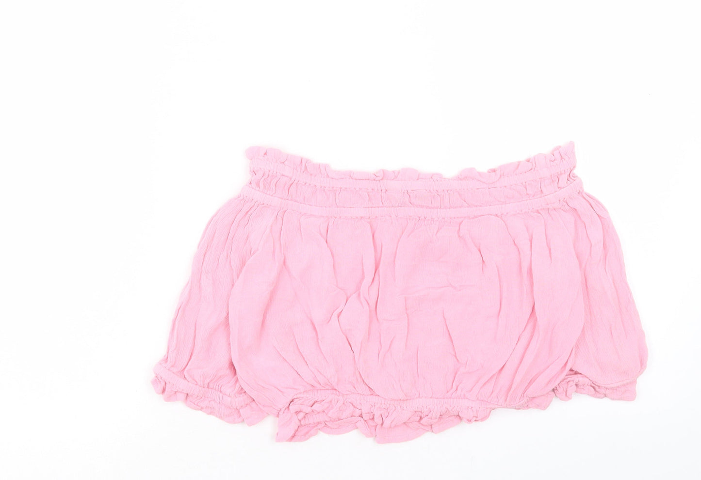 New Look Womens Pink Viscose Cropped Blouse Size 10 Off the Shoulder