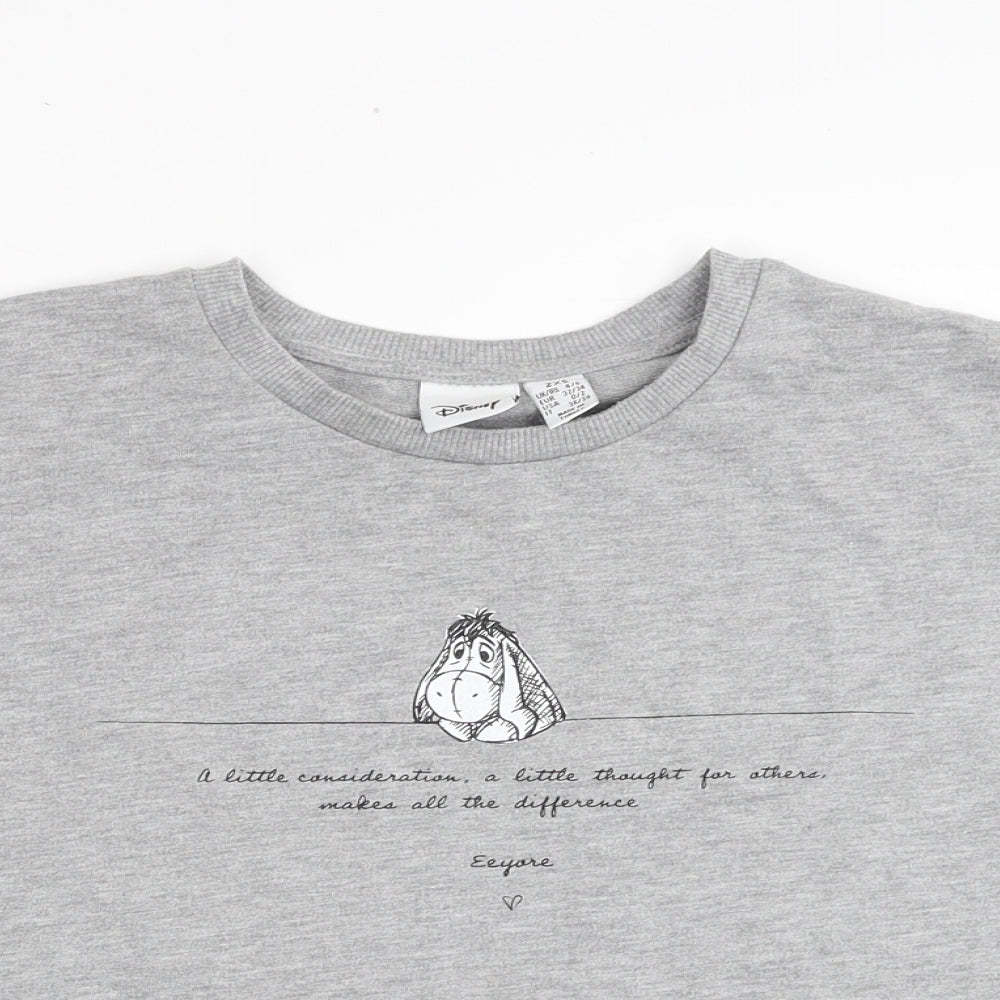 Disney Womens Grey Polyester Pullover Sweatshirt Size 4 Pullover - Eeyore Slogan