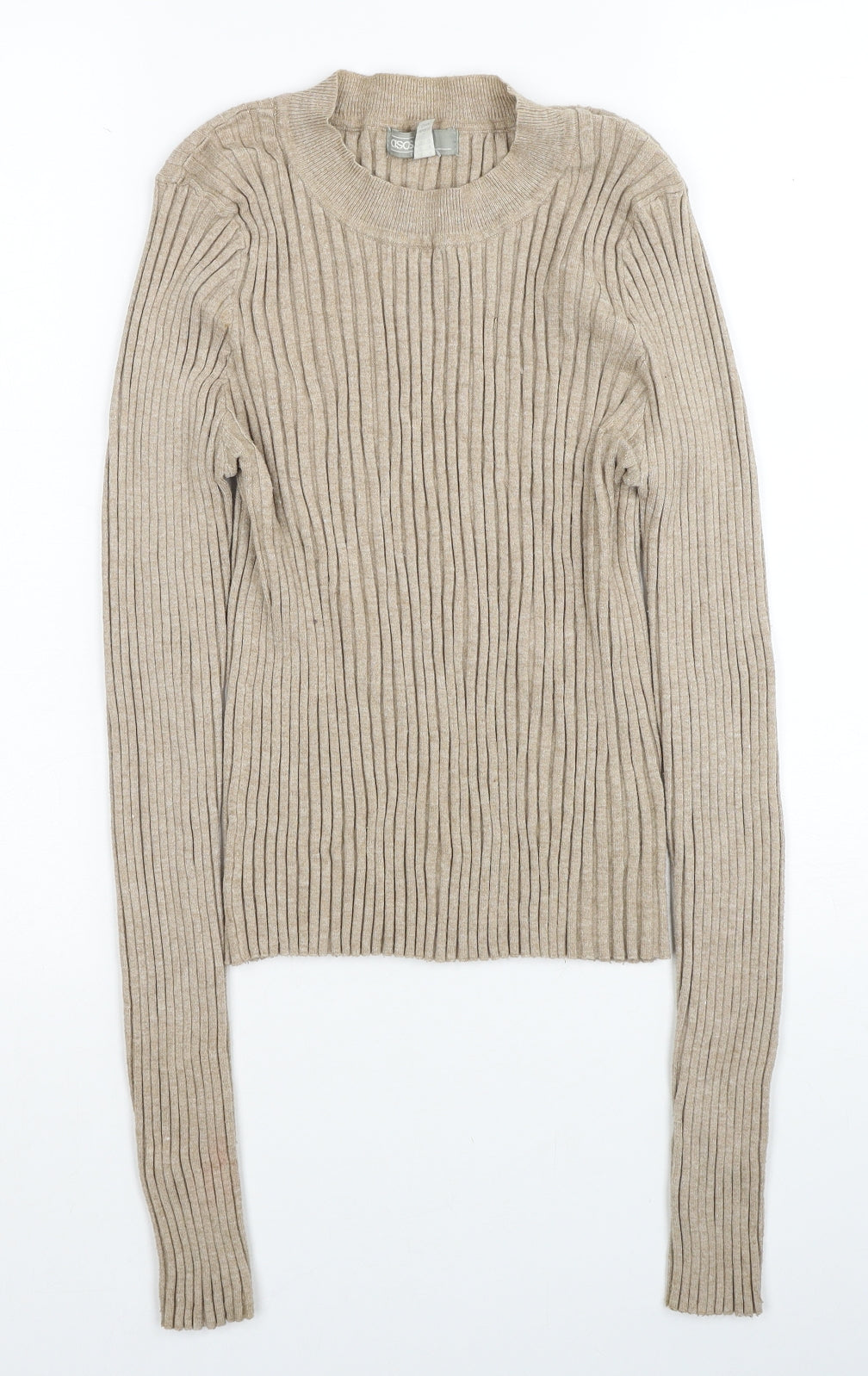 ASOS Womens Beige Round Neck Viscose Pullover Jumper Size 14