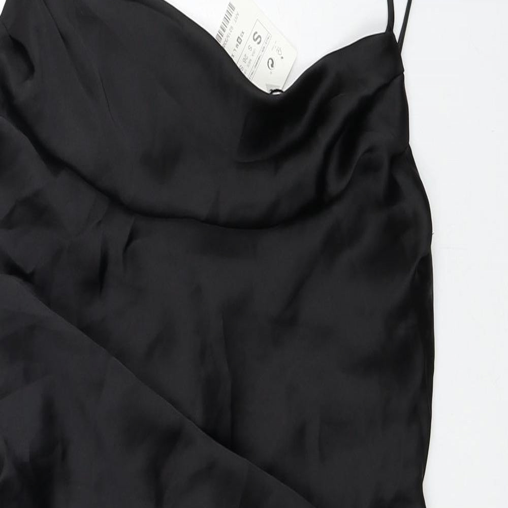 Zara Womens Black Polyester Mini Size S Square Neck Tie
