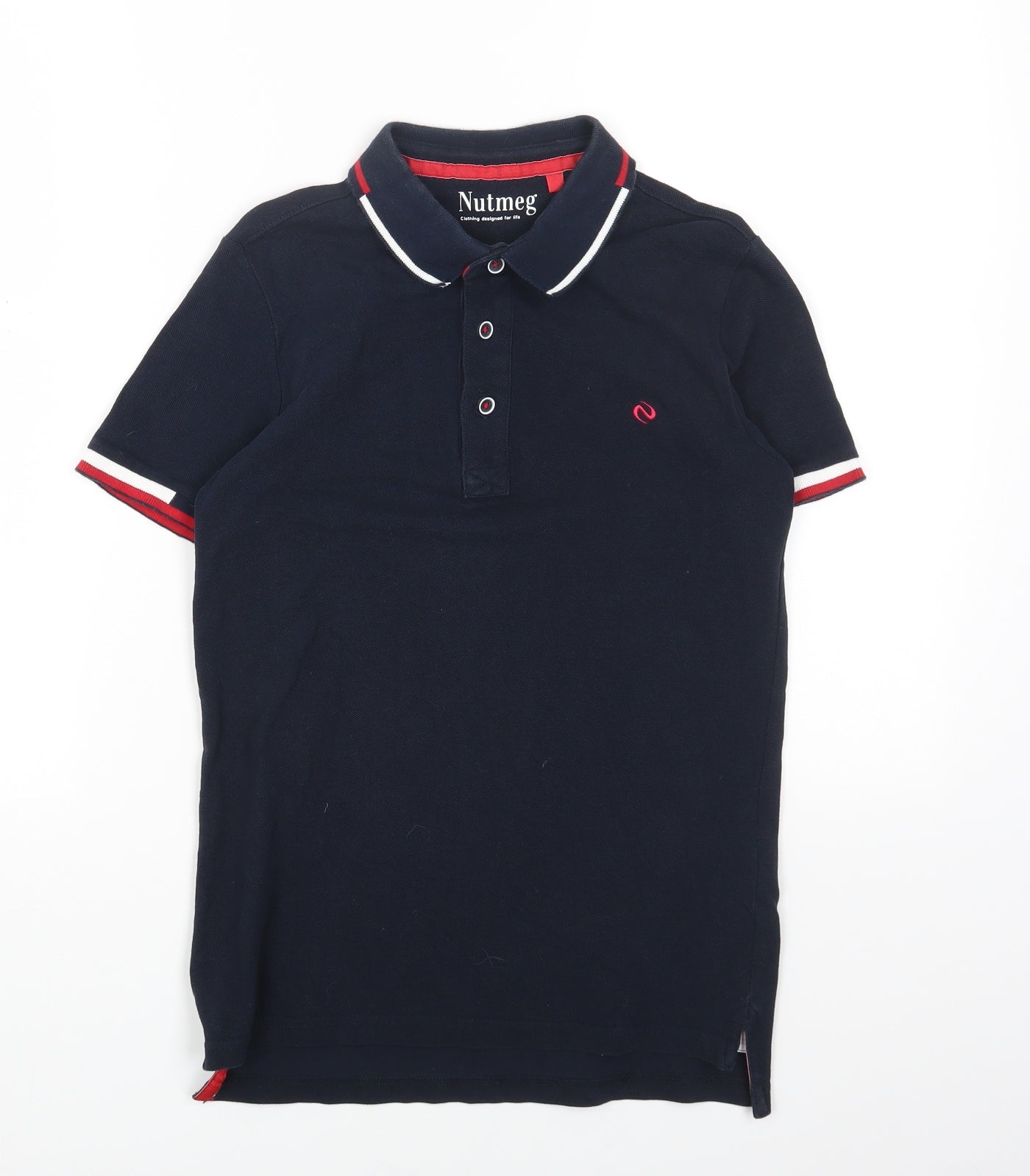 Nutmeg Boys Blue Cotton Basic Polo Size 10 Years Collared Button