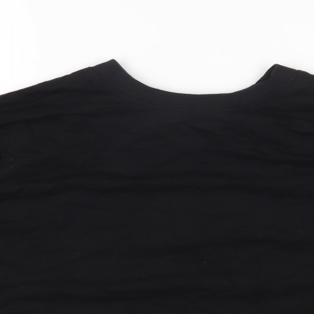 ASOS Womens Black Cotton Pullover Sweatshirt Size 6 Pullover - Cropped, Cross Open Back Detail