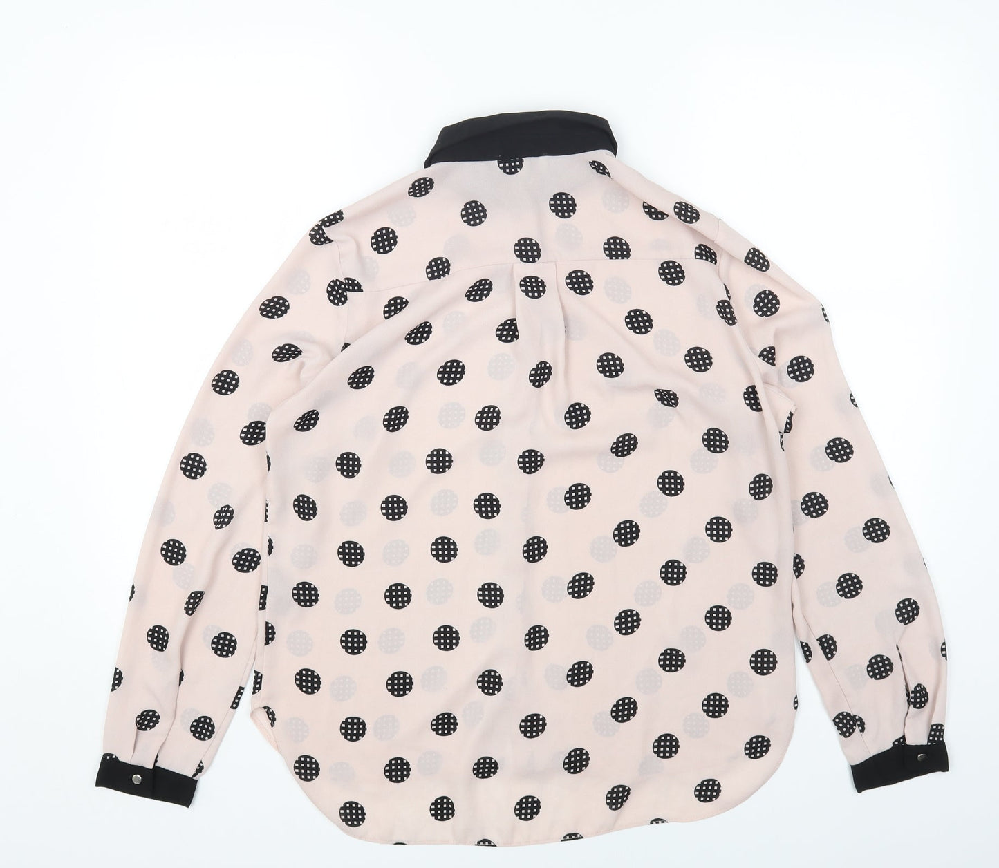 Papaya Womens Pink Polka Dot Polyester Basic Button-Up Size 14 V-Neck