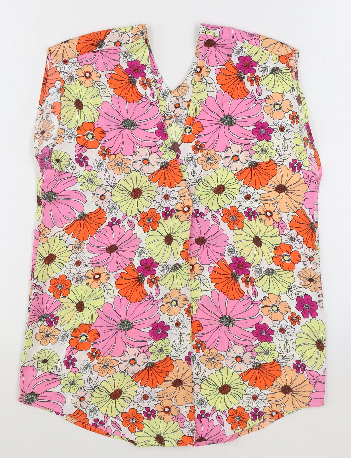 Marks and Spencer Womens Multicoloured Floral Polyester Basic Tank Size 6 V-Neck