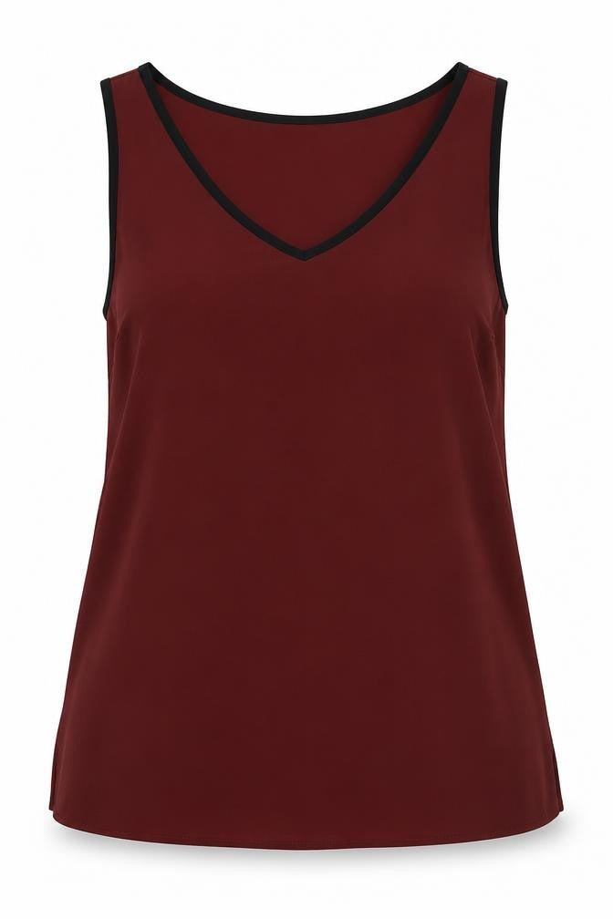 Marks and Spencer Womens Brown Polyester Basic Tank Size 10 V-Neck