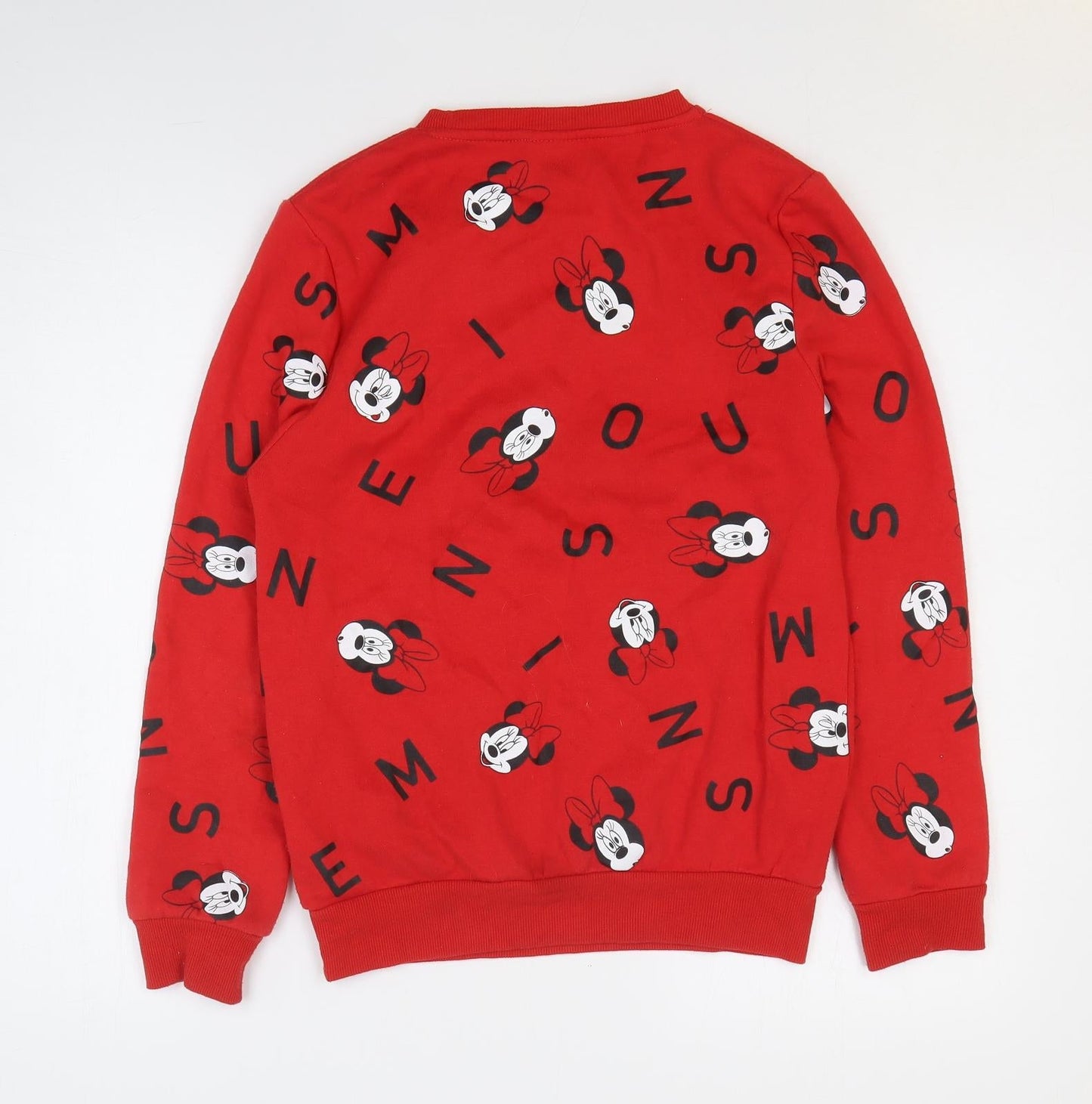 Disney Womens Red Geometric Polyester Pullover Sweatshirt Size 2XS Pullover - Minnie Mouse