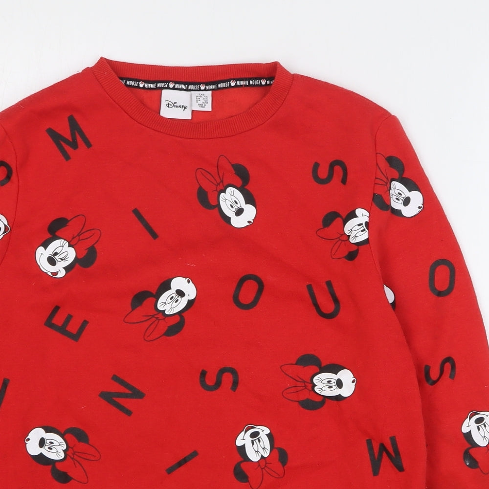 Disney Womens Red Geometric Polyester Pullover Sweatshirt Size 2XS Pullover - Minnie Mouse
