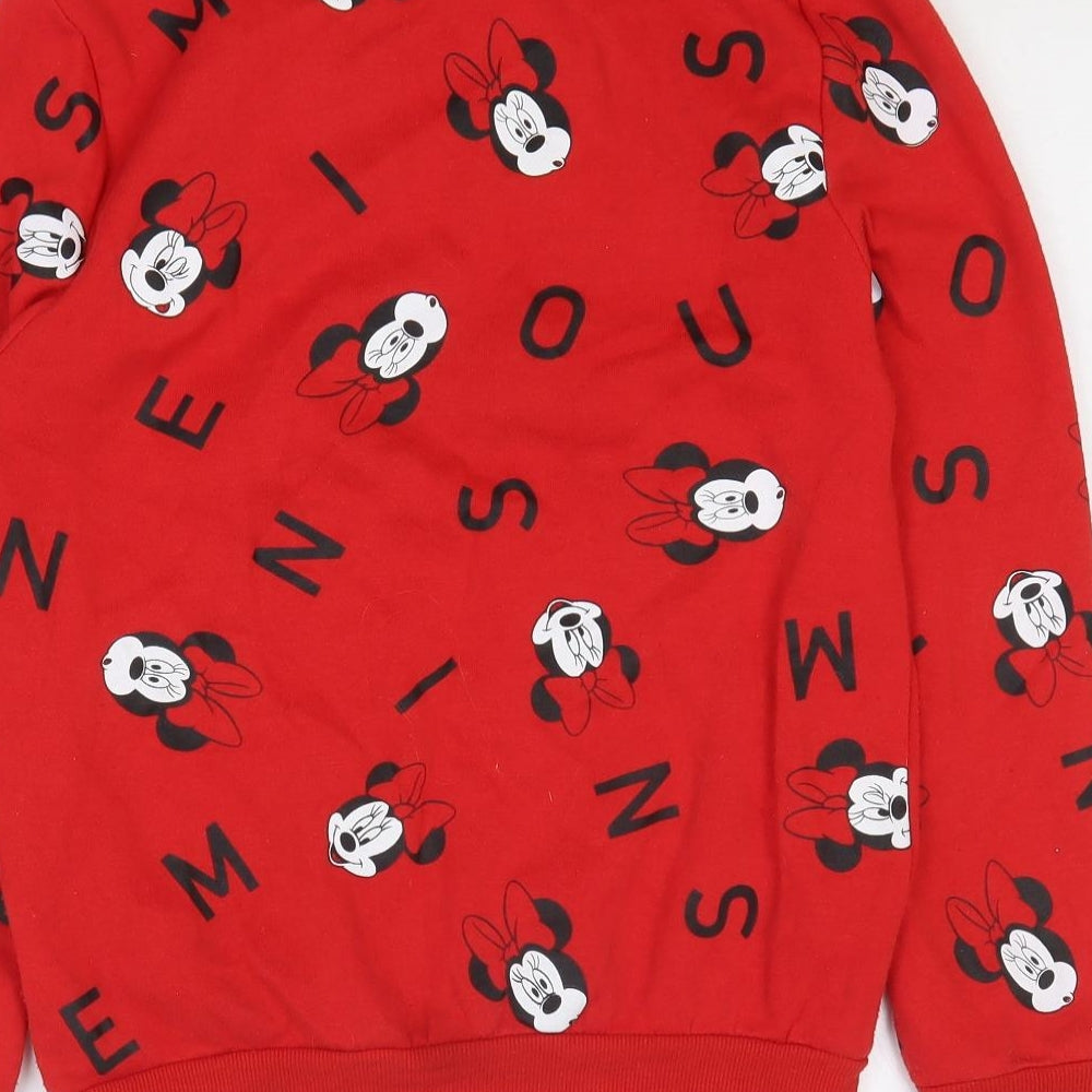 Disney Womens Red Geometric Polyester Pullover Sweatshirt Size 2XS Pullover - Minnie Mouse