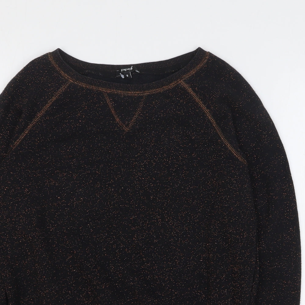 Papaya Womens Black Cotton Pullover Sweatshirt Size 8 Pullover