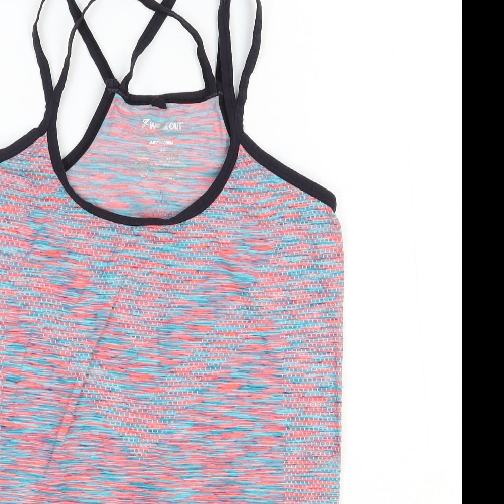 Primark Womens Multicoloured Polyester Basic Tank Size 10 Scoop Neck Pullover - Cross Strap Detail