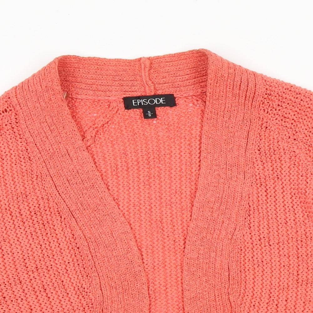 Episode Womens Pink V-Neck Cotton Cardigan Jumper Size S