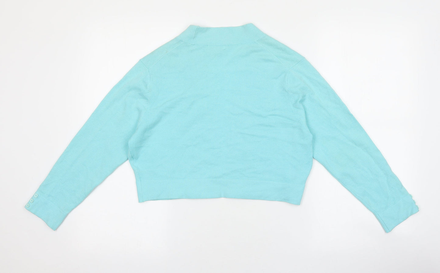 pomodoro Womens Blue V-Neck Cotton Cardigan Jumper Size 14