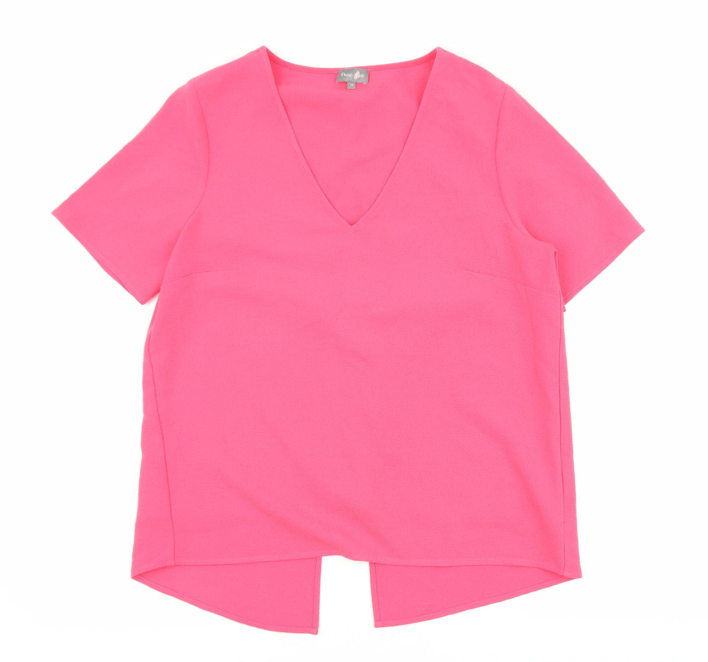 Phase Eight Womens Pink Polyester Basic Blouse Size 12 V-Neck