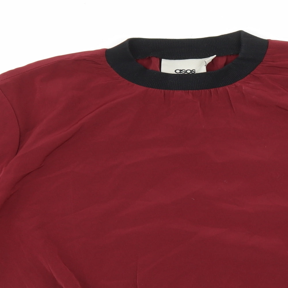 ASOS Womens Red Round Neck Polyester Pullover Jumper Size 8