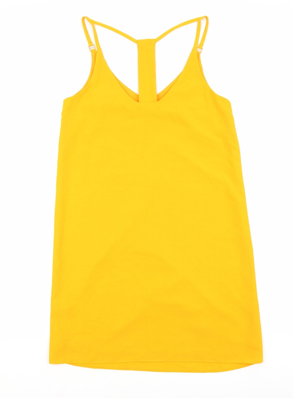 New Look Womens Orange Polyester Tank Dress Size 8 V-Neck Magnetic