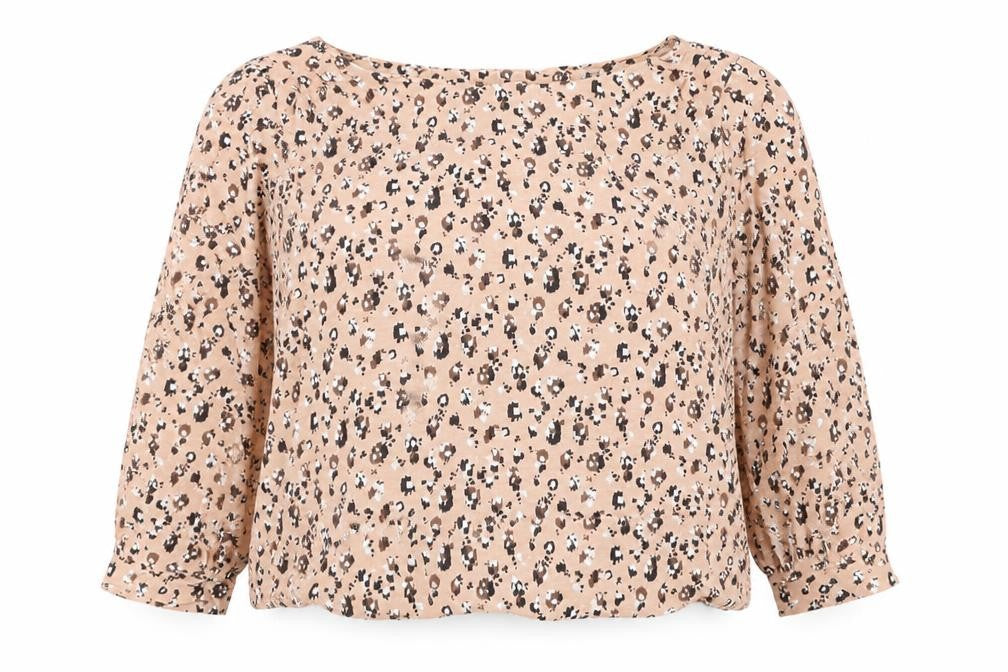 Marks and Spencer Womens Pink Geometric Polyester Cropped Blouse Size 18 Round Neck